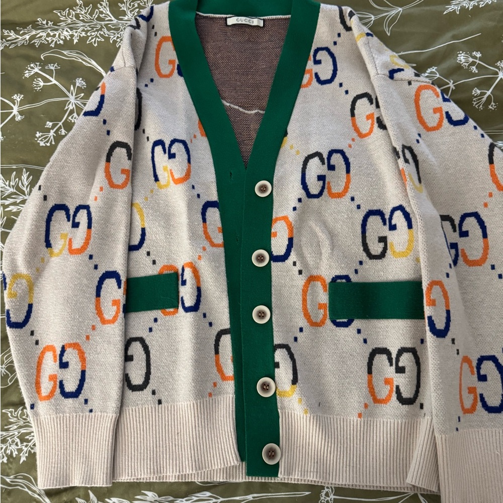 Gucci Brown and Green Knit Cardigan